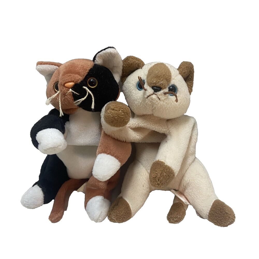 Ty Beanie Babies Snip & Pounce Kitten Cat Kitty Beanbag Plush 1996 2pc No Tags